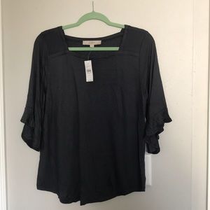 LOFT Grey T-Shirt w/Square Neckline